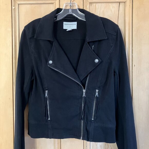 Marrakech Womens Anthropologie Asymmetrical Zip Moto Jacket Small Black AN EXC - Picture 5 of 10